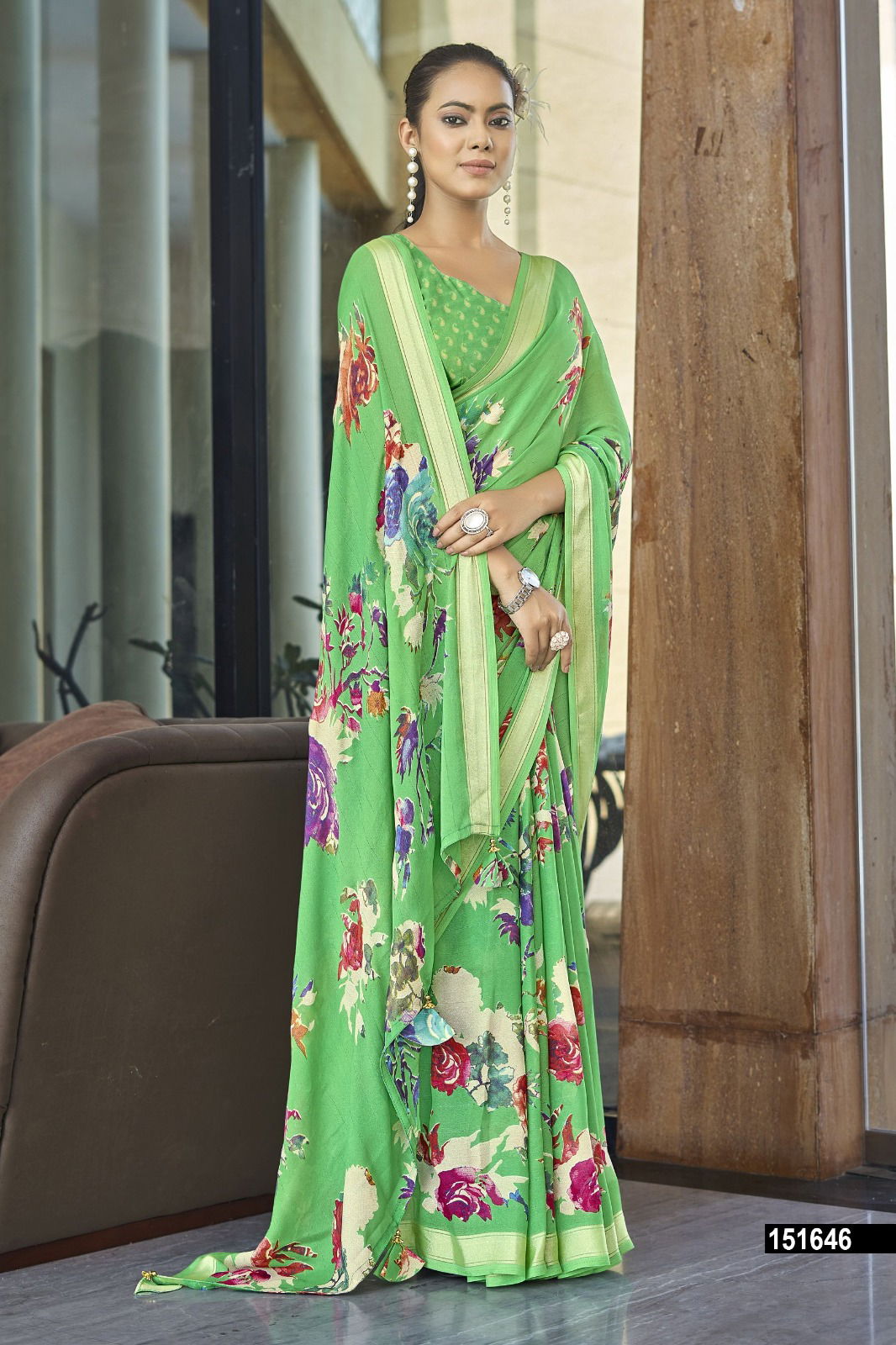 Shridha Vol 9 By Vallabhi Moss Georgette Floral Printed Saree Orders In India